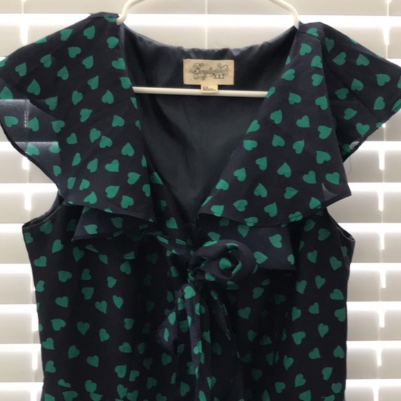 Forever 21 Dresses & Skirts - Forever 21 XXI Boutique Hearts Sleeveless Dress Navy Blue Green Size M